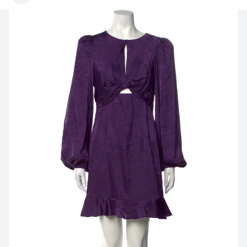 ASTR The Label Front Twist Floral Purple Satin Mini Dress Size XLarge